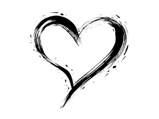 A heart is drawn in black paint on a white background