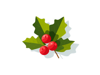 A red leaf with three berries on it