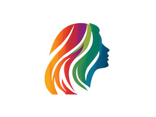 A colorful head with a rainbow of hair