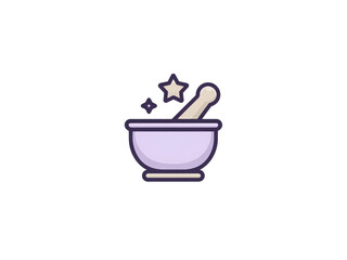 A bowl with a star and a mortar and pestle