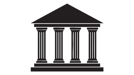 Fototapeta premium Black Neoclassical Building with Four Columns Vector Icon