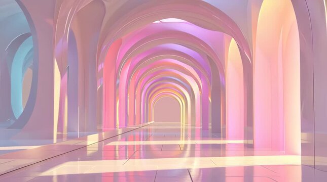 Abstract Neon Pastel Cyber Tunnel Stock Video Footage
