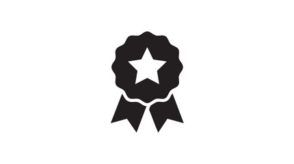Black Star Rosette Award Ribbon Icon Vector