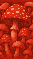 Fototapeta premium Vibrant red mushroom mobile wallpaper