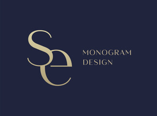 Obraz premium SE letter logo icon design. Classic style luxury initials monogram.