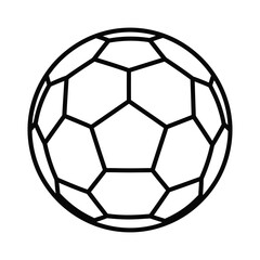 Fototapeta premium A simple black and white outline illustration of a classic soccer ball with hexagonal and pentagonal panels
