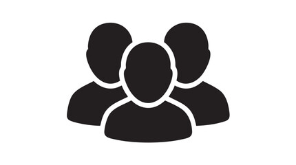 Black Silhouette Group of Three People Icon Vector