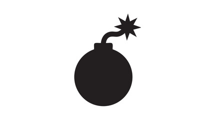Black Bomb Icon with Lit Fuse Vector Illustration