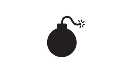 Black Bomb Icon with Lit Fuse Vector Illustration