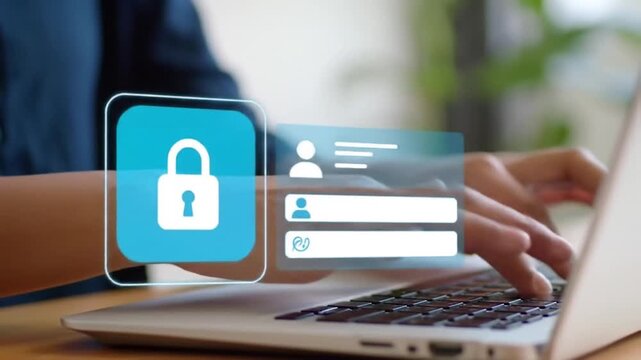 Secure Digital Login Portal on Modern Laptop Interface. Cybersecurity User Access and Account Protection Screen. Professional Technology and Data Safety Concept.
