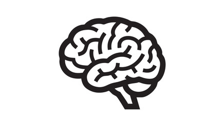 Minimalist Black Line Art Brain Icon Vector