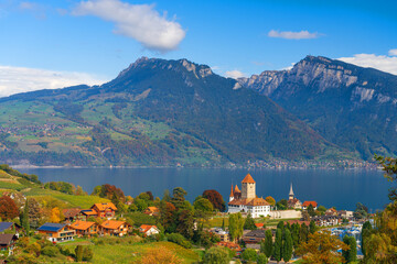 Spiez, Switzerland on the Lake in Autumn