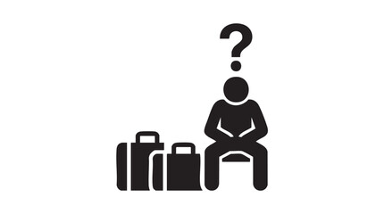 Uncertain Traveler with Luggage Icon Vector