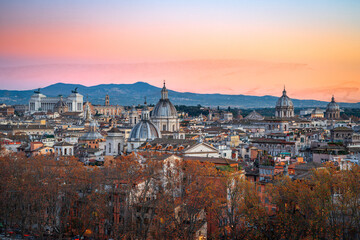 Rome, Italy Historic Skyline at Dusk