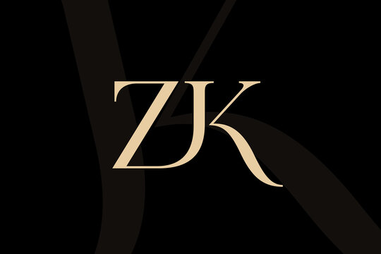 ZK or KZ letter logo icon design. Classic style luxury initials monogram.