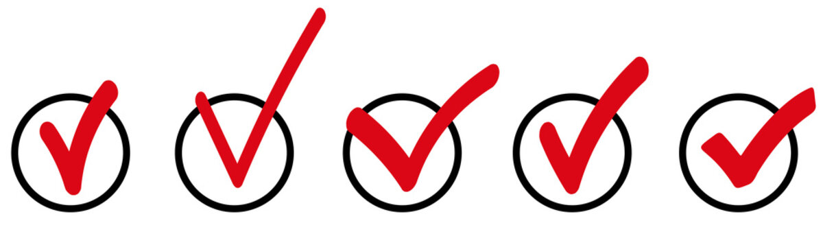 Hand drawn red checkmark icon illustration