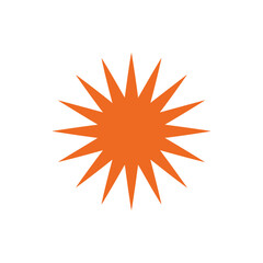 Orange Starburst Icon Simple Design Element.