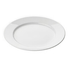 A pristine white dinner plate isolated and ready for use on transparent background