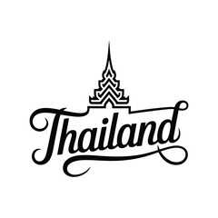 Stylized graphic of a thai temple roof with the word thailand