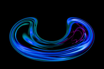 黒バックの中の青を基調としたカラフルな光の渦