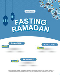 Obraz premium Clean blue themed Ramadan promotional social media post With lantern silhouettes and geometric star ornaments for Ramadan Celebration and breaking fast celebration events.