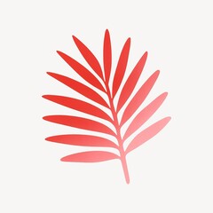 Fototapeta premium Vibrant red palm leaf illustration.