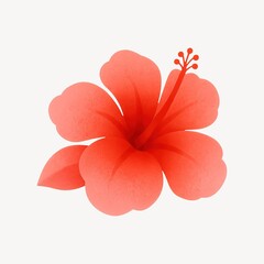Naklejka premium Vibrant red hibiscus illustration