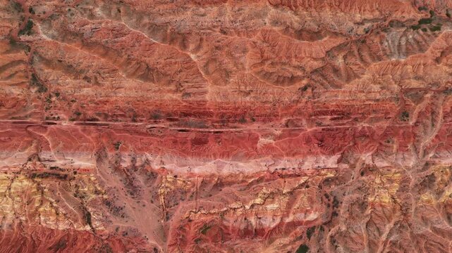 Canyon strata color bands in top view