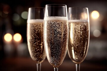 Toasting with sparkling drinks at night