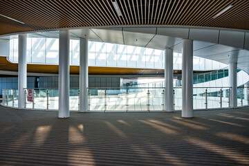 Naklejka premium Empty corridor in modern building interior
