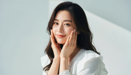 おしゃれなカットモデル女性の自然光ポートレート (Soft Radiance Portrait Series)	