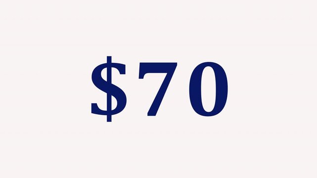 Dollar Counter Animation 0 to 99+ on a transparent background, Animated99+ Dollars of Counting Numbers, in 4k.