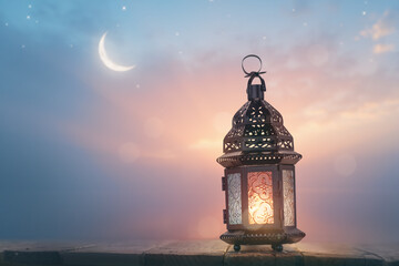 Arabic lantern with burning candle