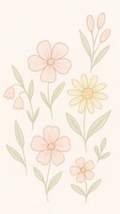 Delicate pastel floral illustration mobile wallpaper