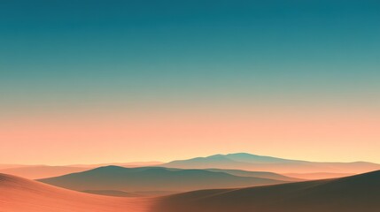 Fototapeta premium Abstract Minimalist Desert Skyline at Dawn Horizon View Digital Art Calm Environment Landscape Concept for Tranquility and Serenity