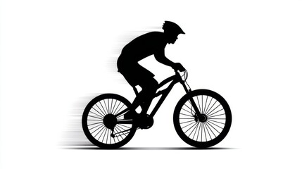 Obraz premium Dynamic Silhouette of Cyclist in Motion Against a Clean Background for Sports and Fitness Themes