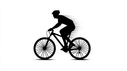 Fototapeta premium Silhouette of a Cyclist in Motion on a Mountain Bike, Representing Speed and Freedom in Black and White