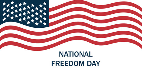Fototapeta premium National freedom day illustration with waving american flag design, patriotism liberty and independence celebration concept for usa holiday