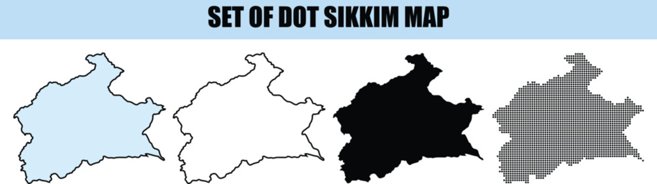 Sikkim Map Dot Illustrations white background