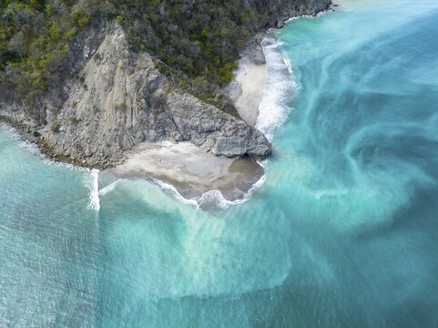 Aerial view, tropical island in the turquoise ocean, Tortuga Island, Puntarenas, Costa Rica