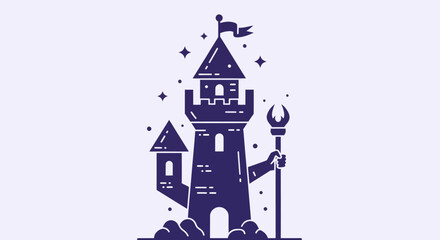 Stylized tower illustration on white background © Kalimasada