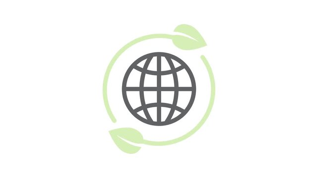 Sustainable world. Leaf in recycling arrow and Earth. Sustainability, support, and collective global effort. 