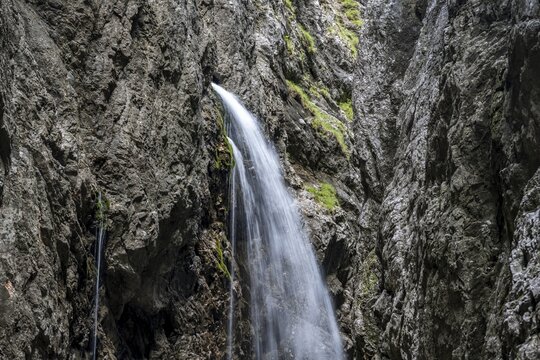 Waterfall, Hammersbach flows through H&ouml;llentalklamm, near Garmisch-Partenkirchen, Werdenfelser Land, Upper Bavaria, Bavaria, Germany