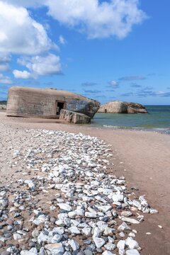 Bunkers on the beach, relics of the Atlantic Wall from World War 2, Denmark