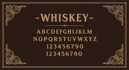 Ornate Whiskey Alphabet and Numbers Display.