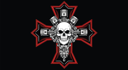 Skull Cross Symbol with Cash Illustration.