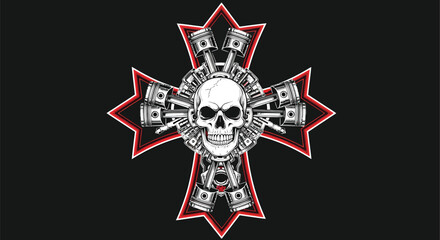 Skull Cross Symbol with Cash Money.