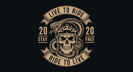 Obraz premium Skull with Crown and Snake Illustration Design.