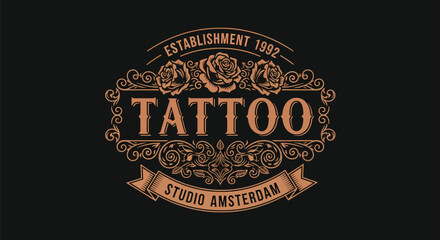 Tattoo Studio Amsterdam Logo Design Element.