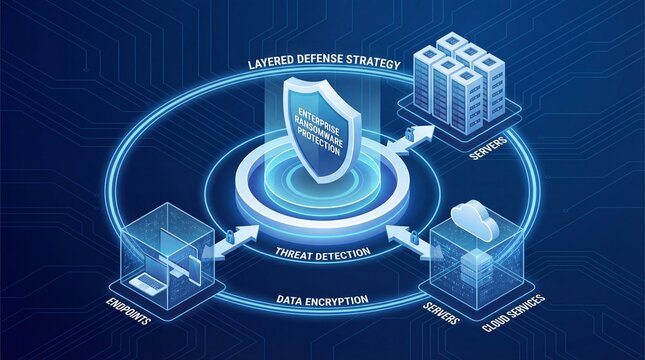 A global digital communication concept features blue network icons and data connections across a world map vector design representing business technology and internet security on a web computer globe
